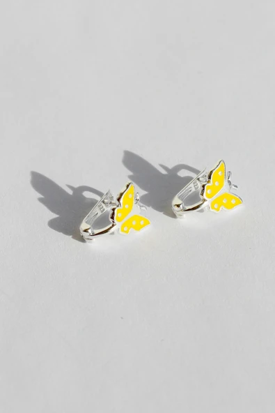 ANDA 925 AYar Gümüş Mileli Kelebek Figürlü Çocuk Küpesi Sarı - 2