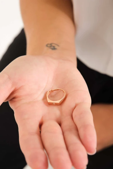 ANDA 925 Ayar Gümüş Minik Tektaşlı Ayarlanabilir Yüzük - 6