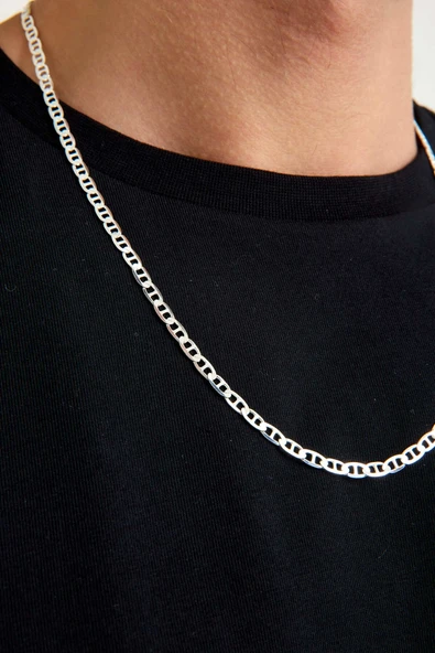 ANDA 925 Ayar Gümüş Unisex Barlı Kolye 4 Mm 60 cm - 3