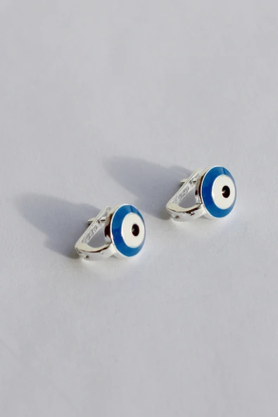 ANDA 925 Ayar Gümüş Mineli Nazar Boncuğu Çocuk Küpesi - 2