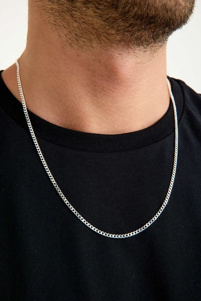 ANDA 925 Ayar Gümüş Unisex Gurmet Zincir Kolye 3 mm 60 cm - 1
