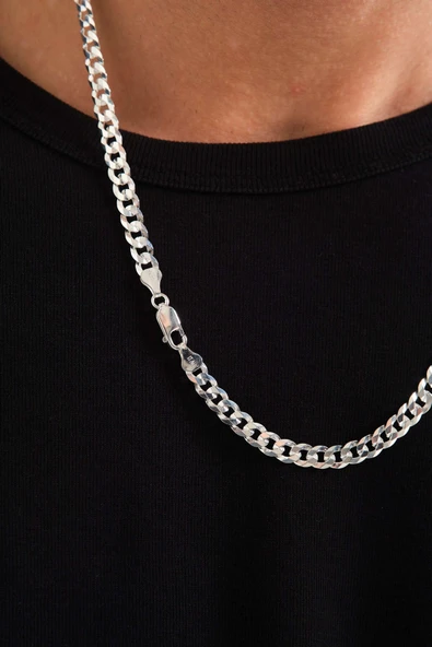 ANDA 925 Ayar Gümüş Italyan Gurmet Zincir 6 Mm Gurmet Kolye - 4