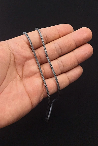 ANDA 925 Ayar Gümüş Oksitli Yuvarlak Kalın Tilki Kuyruğu Kolye 2.7 mm - 5