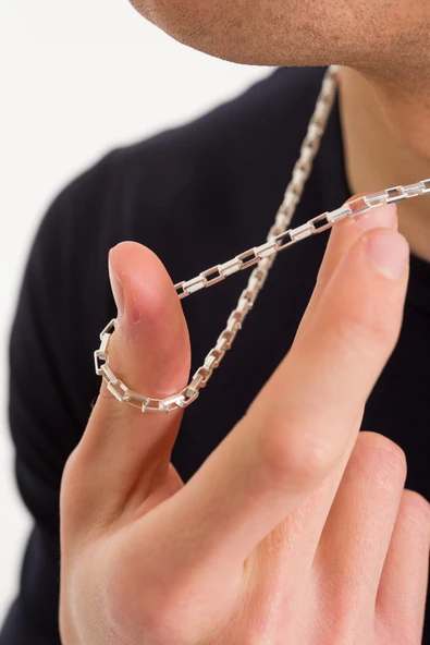 ANDA 925 Ayar Gümüş Orijinal Italyan Küp Zincir Kolye 3.6 Mm 60 Cm