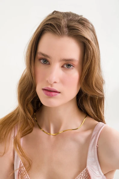 ANDA 925 Ayar Italyan Yassı Zincir Kolye Yılan Zincir Kolye 45 Cm - Resim 2