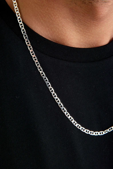 ANDA 925 Ayar Gümüş Unisex Barlı Kolye 4 Mm 60 cm - 2