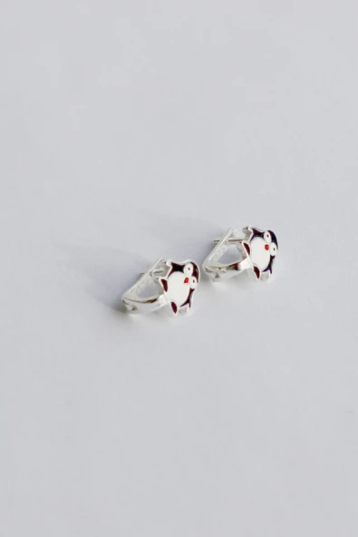 ANDA 925 Ayar Gümüş Mineli Penguen Çocuk Küpesi - 2