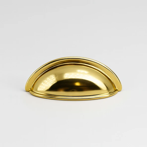 Çanak Kulp 64 mm Gold Altın Renk Metal Mobilya Çekmece Dolap Kapak Kulpu Modern Mutfak Kulpları ürün görseli