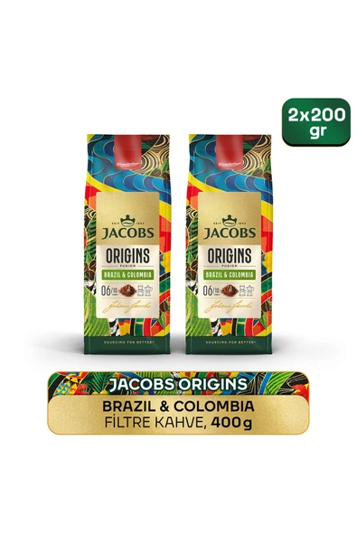 Jacobs Origins Brazil & Colombia Filtre Kahve 200gr x 2 Adet ürün görseli