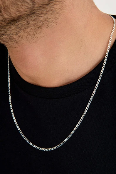 ANDA 925 Ayar Gümüş Unisex Gurmet Zincir Kolye 3 mm 60 cm - 5