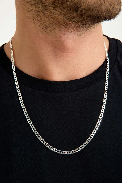 ANDA 925 Ayar Gümüş Unisex Barlı Kolye 4 Mm 60 cm