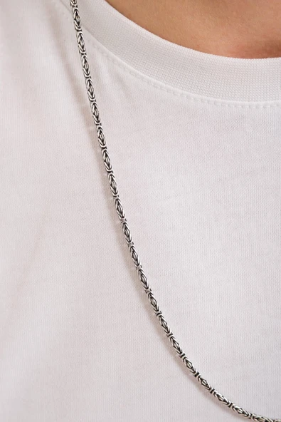 ANDA 925 Ayar Gümüş Oksitli Kare Kral Kolye 2.4 Mm - 2