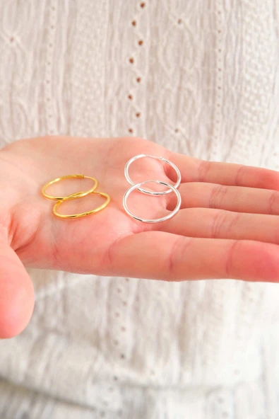 ANDA 925 Ayar Gümüş 18k Altın Kaplama Halka Küpe 2.5 Cm - 2