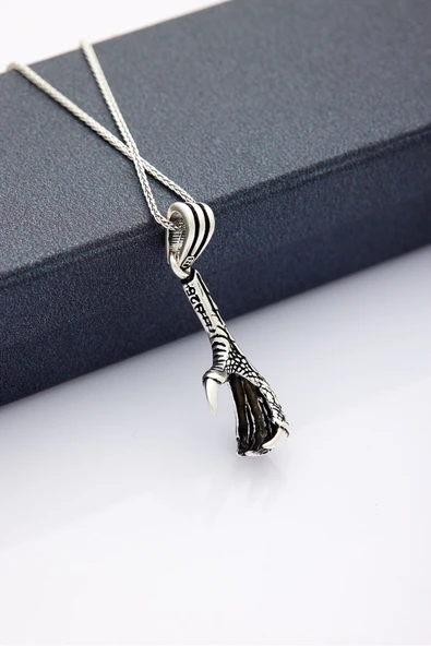 ANDA 925 Ayar Gümüş Kartal Pençesi Kolye - Resim 3