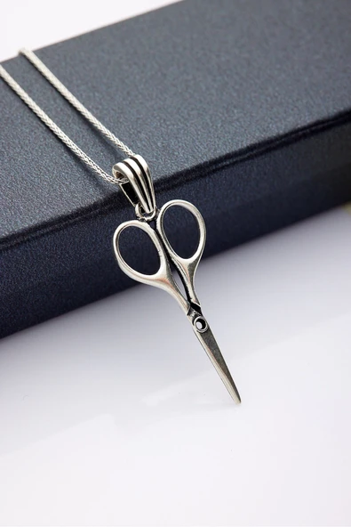 ANDA 925 Ayar Gümüş Unisex Makas Koly - Resim 2