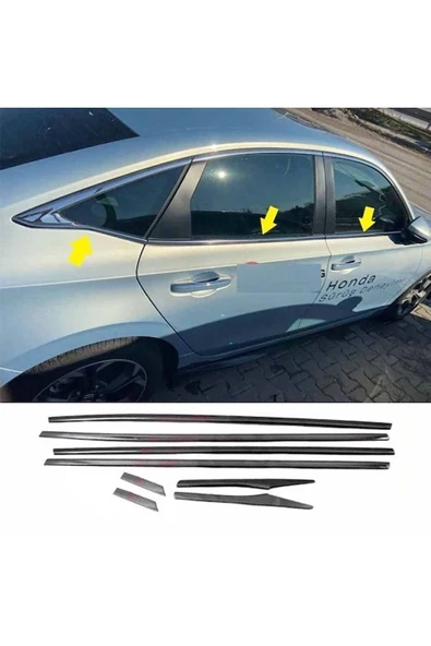 Honda Cıvıc 2022 Fe1 Için Uyumlu Krom Cam Alt Çıtası 8 Parça - 6