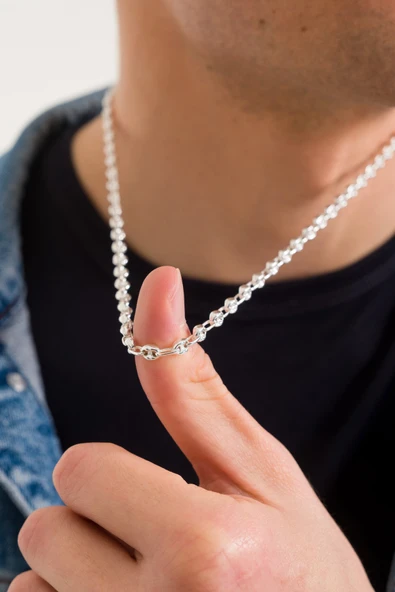 ANDA 925 Ayar Gümüş Unisex Gemici Kolye 4.6 Mm - Resim 2