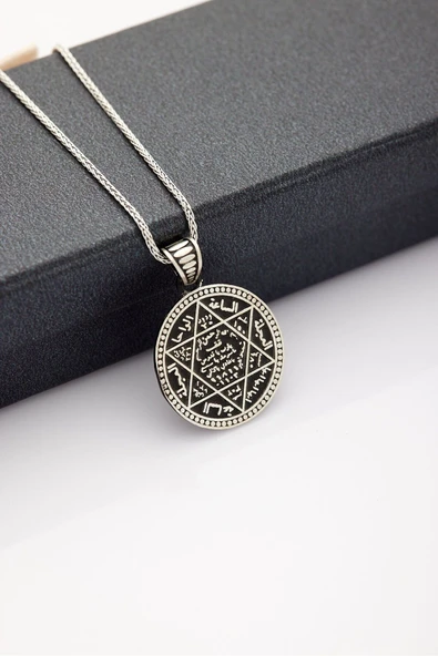 ANDA 925 Ayar Gümüş Hz Süleyman Mührü Kolye ürün görseli