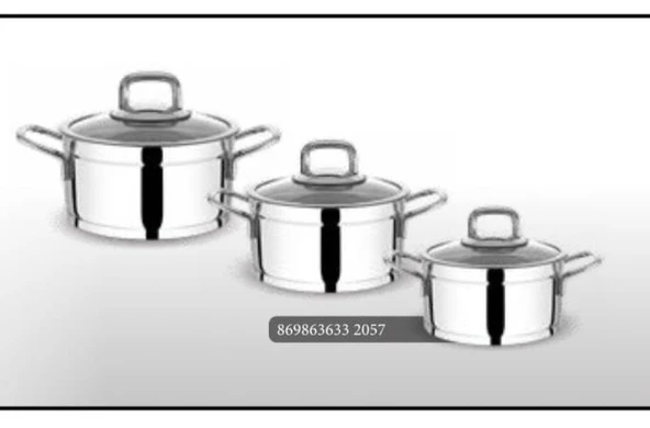 FMS Silindir 6 Parça Çelik Güveç Mini Tencere Set Metal 5008 - 1
