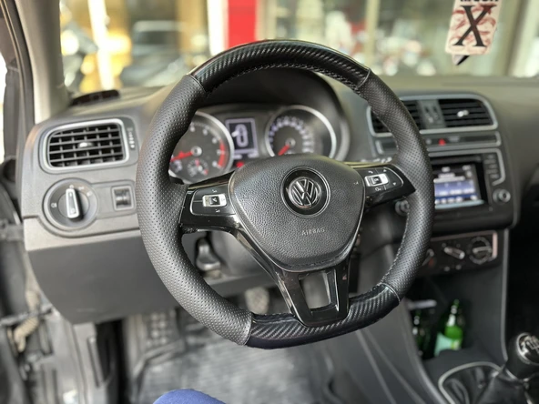 Volkswagen Golf 7 F1 Araca Uyumlu Direksiyon Kılıfı (5D Kristal Karbon Soft Nokta) - Resim 3