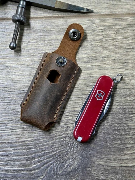 TAMSET Victorinox 58mm Çakılar İçin Deri Kılıf Koyu Kahve - 4