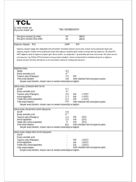 TCL Voxın A+++ TAC-12CHSD/UG11I Inverter 12000 Btu Direkt Sesli Komutlu Yapay Zeka Destekli Duvar Tipi Klima - 3