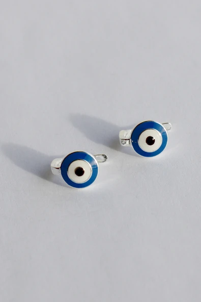 ANDA 925 Ayar Gümüş Mineli Nazar Boncuğu Çocuk Küpesi