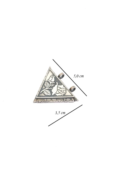 ANDA 925 Ayar Gümüş Orta Boy Gül Motifli Üçgen Muskalık Cevşenlik Dua Saklama Kabı ürün görseli