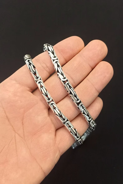 ANDA 925 Ayar Gümüş Kral Kolye 7 mm 70 cm 138 gram - 5