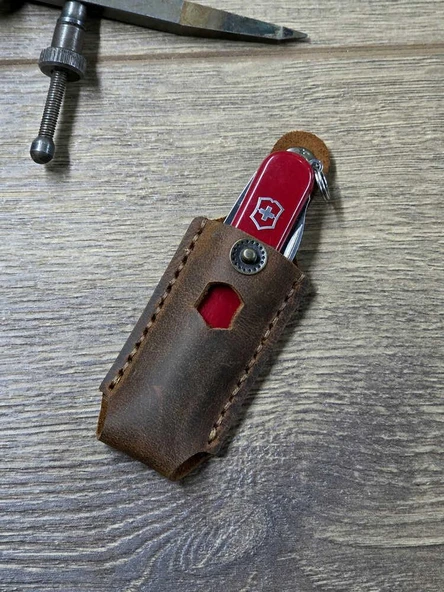 TAMSET Victorinox 58mm Çakılar İçin Deri Kılıf Koyu Kahve - 3