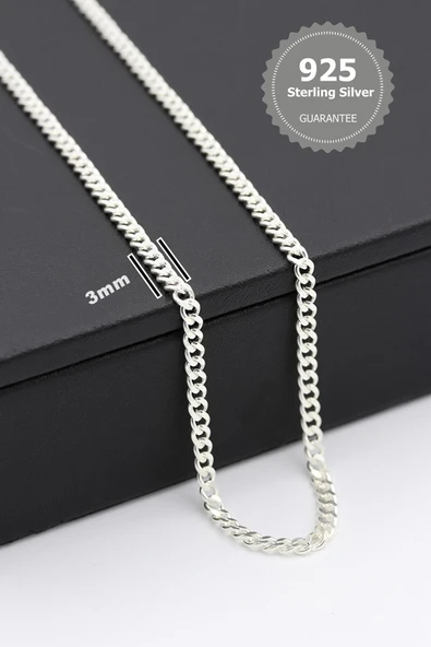 Kristal Goldenlife 925 Ayar Gümüş 3 mm Gurmet Erkek Kolye - 1