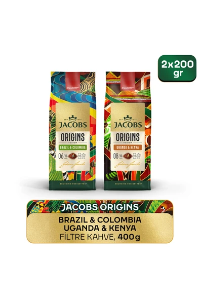 Jacobs Origins Brazil & Colombia + Uganda & Kenya Filtre Kahve 200gr 2'li Paket ürün görseli