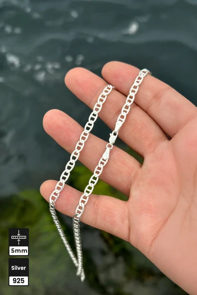 Mios Silver 5mm Gurmet 925 Ayar Gümüş Zincir Kolye - 1