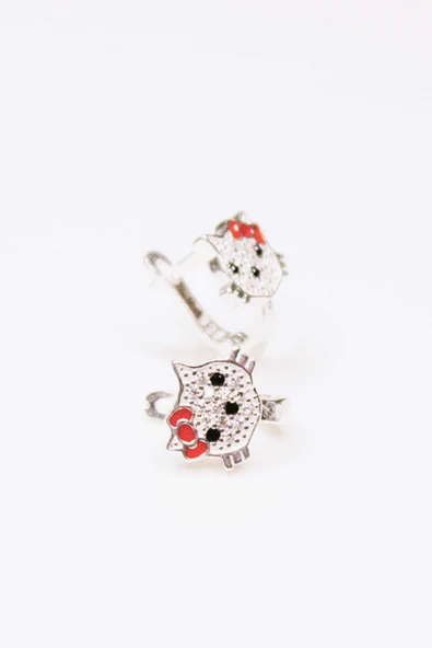 ANDA 925 Ayar Gümüş Hello Kitty Çocuk Küpesi - 1