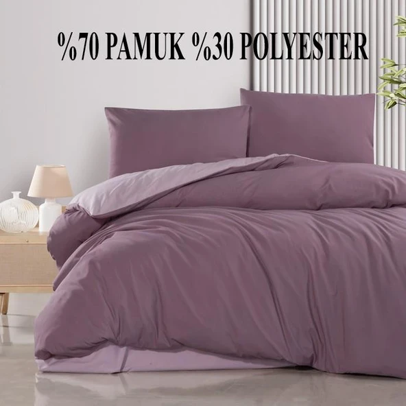 Schafer Mia Çift Kişilik Nevresim Takımı Mürdüm – 200x220 cm Nevresim, 240x260 cm Çarşaf, 2 Yastık Kılıfı - 2