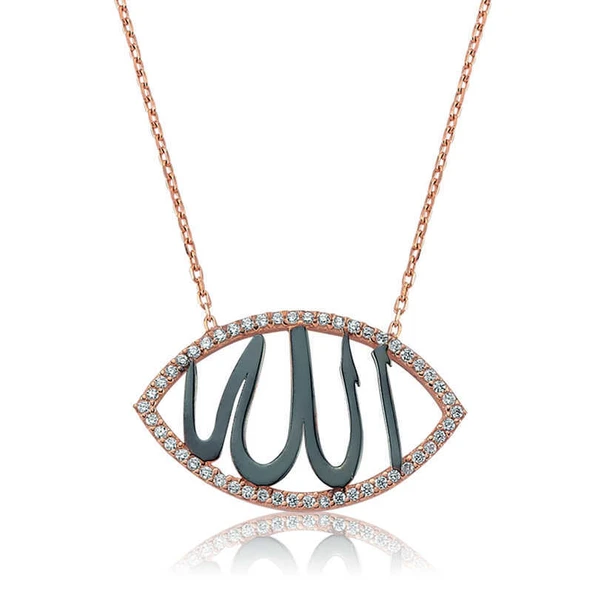 Gümüş Allah Yazılı Bayan Kolye ürün görseli 1