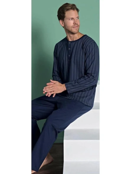 Pijadore Erkek %100 Pamuk Süprem Mevsimlik Uzun Kollu Pijama Takımı 1949 - 3