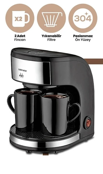 GoldMaster Zinde Yıkanabilir ve Temizlenebilir Filtreli Çift Kupalı Filtre Kahve Makinesi-0265 - 2