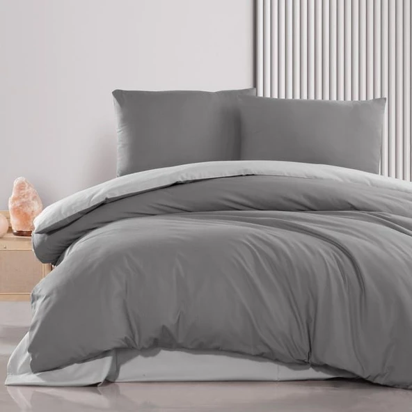 Schafer Mia Çift Kişilik Nevresim Takımı Antrasit – 200x220 cm Nevresim, 240x260 cm Çarşaf, 2 Yastık Kılıfı - 1