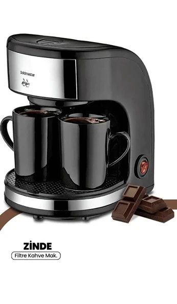 GoldMaster Zinde Yıkanabilir ve Temizlenebilir Filtreli Çift Kupalı Filtre Kahve Makinesi-0265