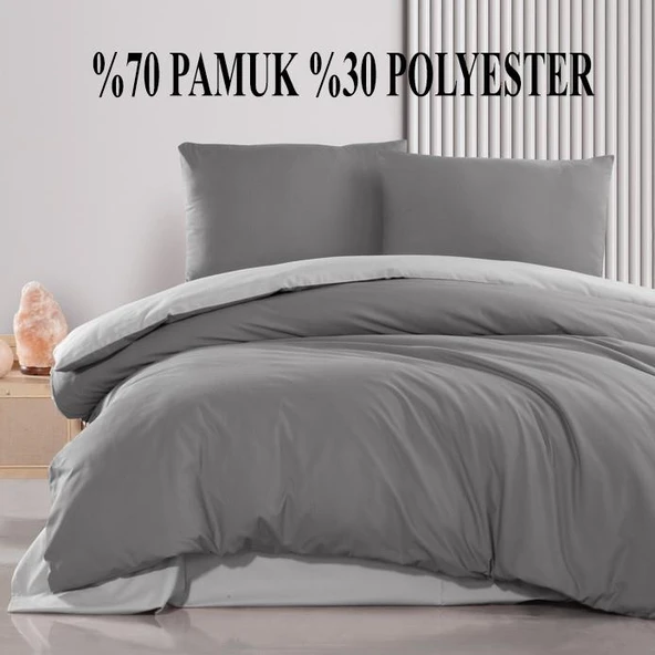 Schafer Mia Çift Kişilik Nevresim Takımı Antrasit – 200x220 cm Nevresim, 240x260 cm Çarşaf, 2 Yastık Kılıfı - 2
