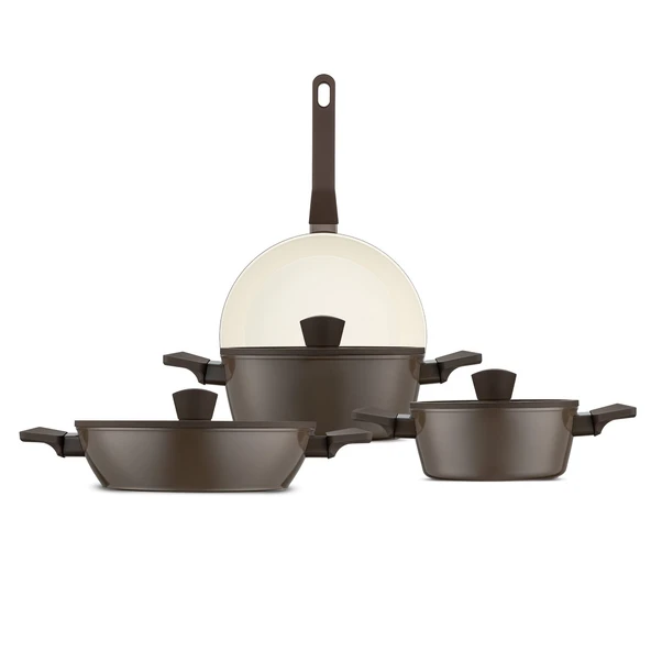 Jumbo Swiss Crystal Brown 7 Parça İndüksiyon Tabanlı Tencere Seti ürün görseli