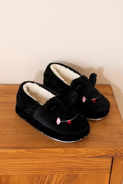 Albishoes Kışlık Içi Tüylü Kadın Ev Ayakkabı Kurbağa Figürlü Kaydırmaz Rahat Taban Panduf Ev Botu - 4
