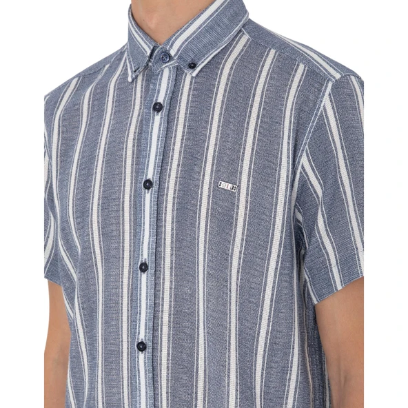 Erkek Haki Kısa Kollu Gömlek 2182541 - Resim 3