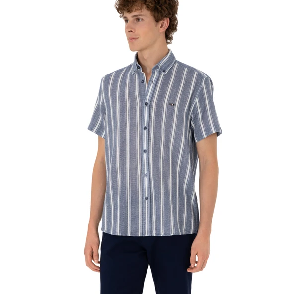 Erkek Haki Kısa Kollu Gömlek 2182541 - Resim 7