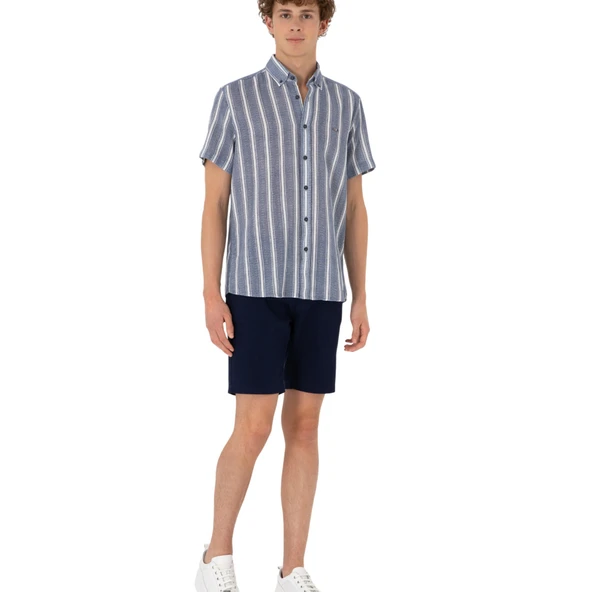 Erkek Haki Kısa Kollu Gömlek 2182541 - Resim 2