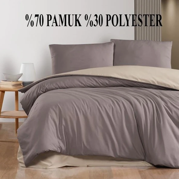 Schafer Mia Çift Kişilik Nevresim Takımı Kahverengi – 200x220 cm Nevresim, 240x260 cm Çarşaf, 2 Yastık Kılıfı - 2