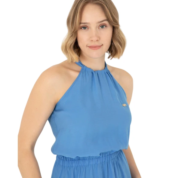 Kadın Koyu Midi Boy Dokuma Elbise - Resim 3