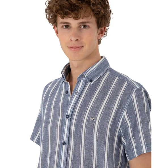 Erkek Haki Kısa Kollu Gömlek 2182541 - Resim 5