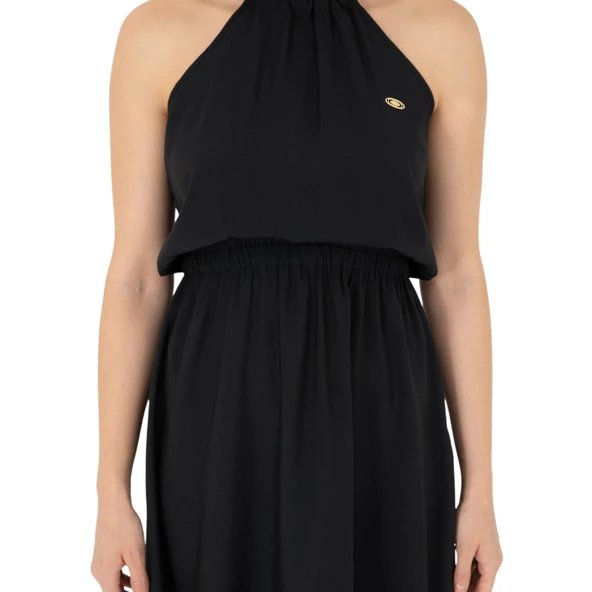 Kadın Koyu Midi Boy Dokuma Elbise - Resim 10